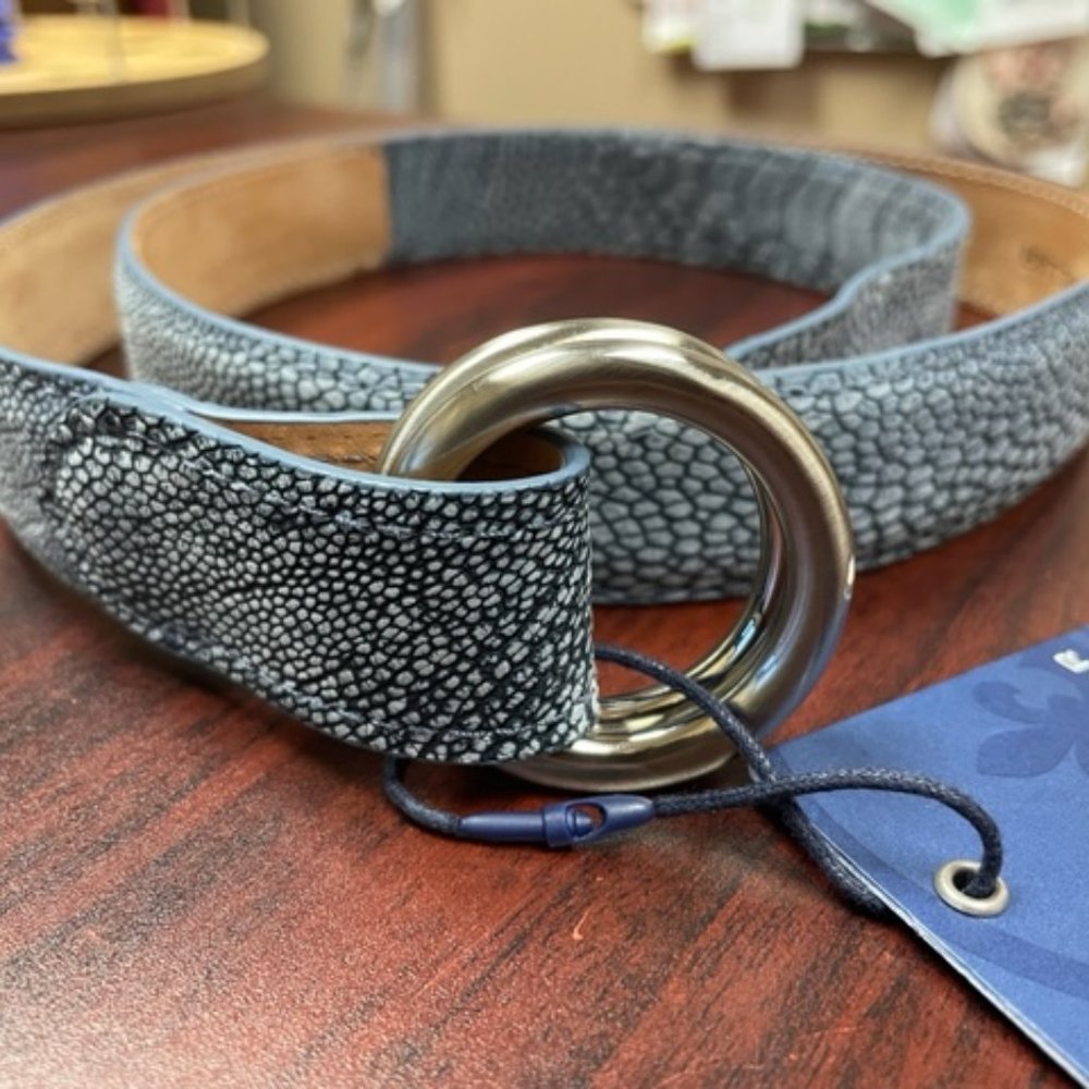 Peter Millar Men's Ostrich Leather D-Ring Belt